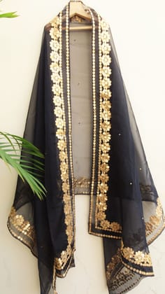 ORGANZA SOLID BLACK WOMEN DUPPATTA WITH GOTA PATTI WORK (pack of 2) ORGANZA SOLID BLACK WOMEN DUPPATTA WITH GOTA PATTI WORK (pack of 2)