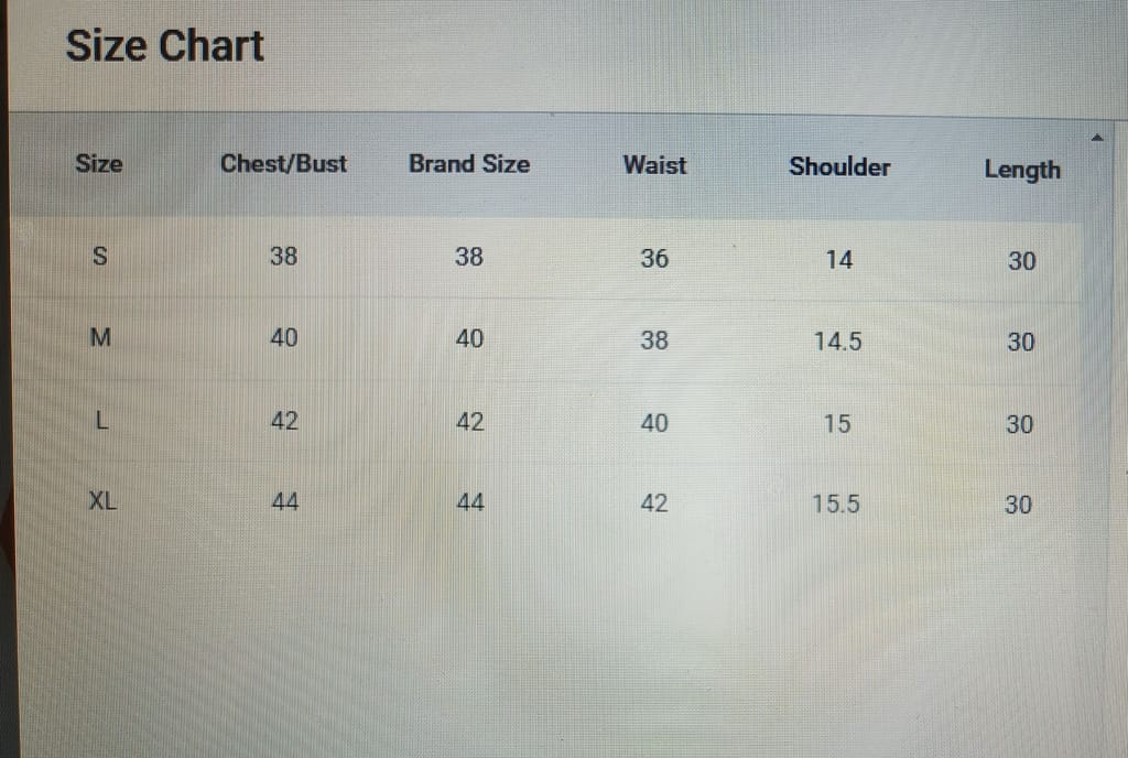 Size Guide Size Guide