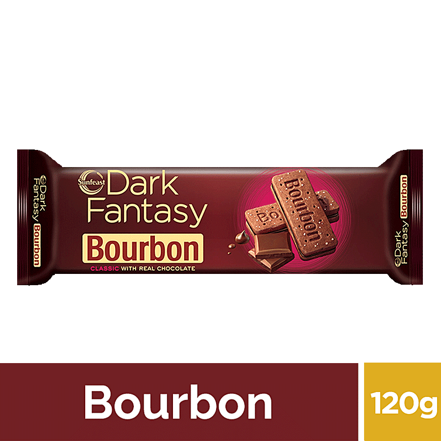 Sunfeast Dark Fantasy Bourbon Classic Biscuit Made With Real Chocolate, 120 G