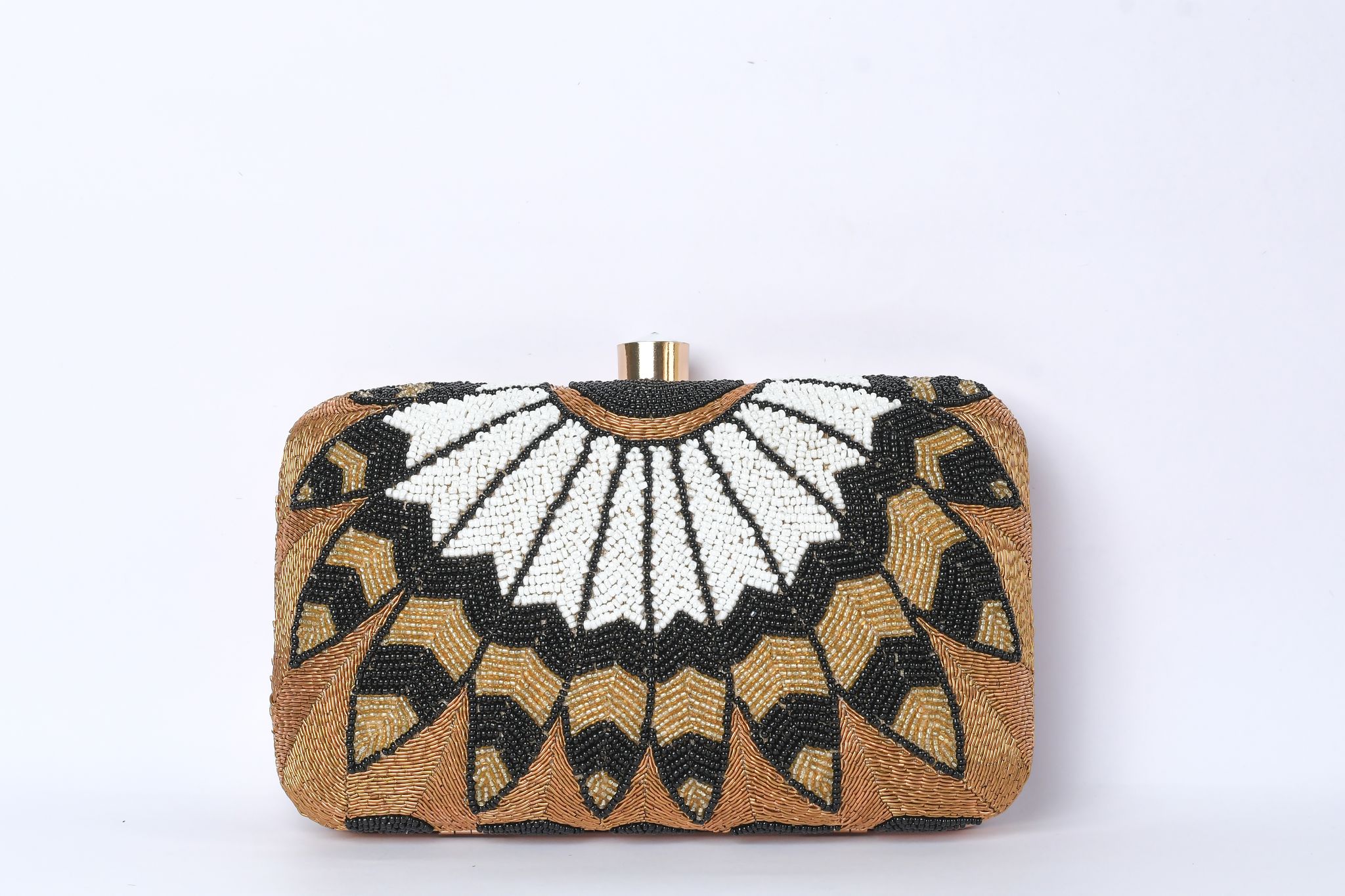 Black & Golden Color Katdana Beaded Hand Embroidered Hand Clutch Cum Sling Bag