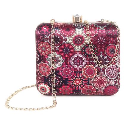 Pink with Multicolor printed Party hand cluth cum sling bag (pack of 2) Pink with Multicolor printed Party hand cluth cum sling bag (pack of 2)
