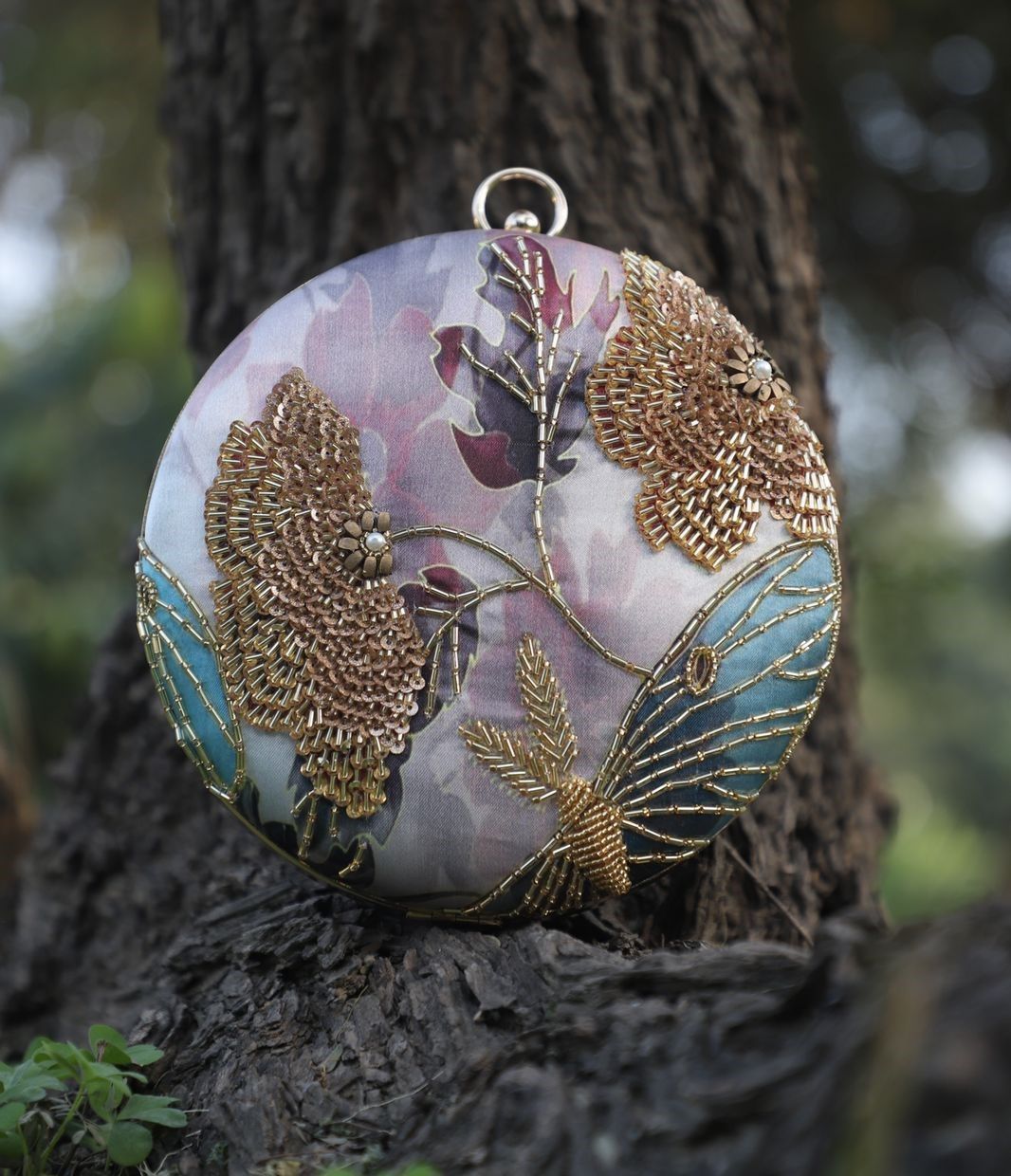 Womens Hand Embroided beaded Round Clutch Cum Sling (pack of 2)