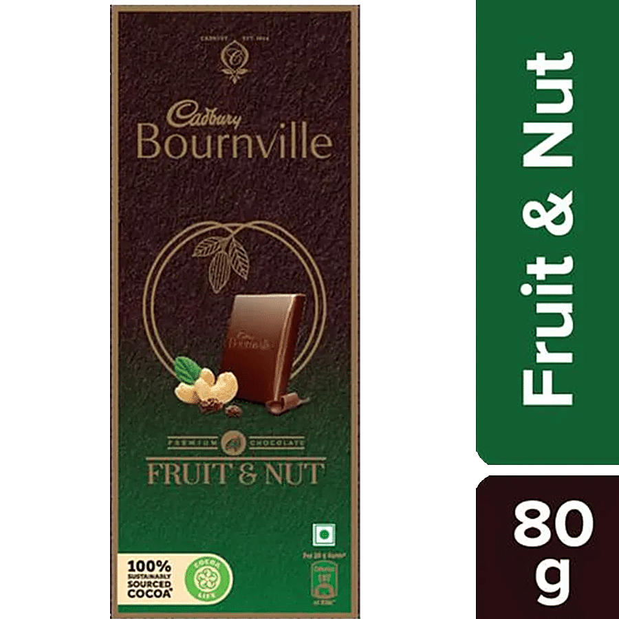 Cadbury Bournville Fruit & Nut Dark Chocolate Bar, 80 G