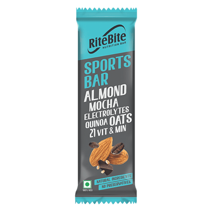 Ritebite Max Protein Multigrain Energy Bar, Sports Bar, Healthy Snack, High In Protein & Fibre, With Real Almond 21 Vits & Minerals, 40 G