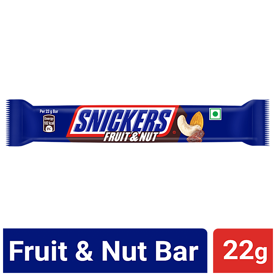 Snickers Chocolate Bar, Fruit & Nut Flavour, 22 G
