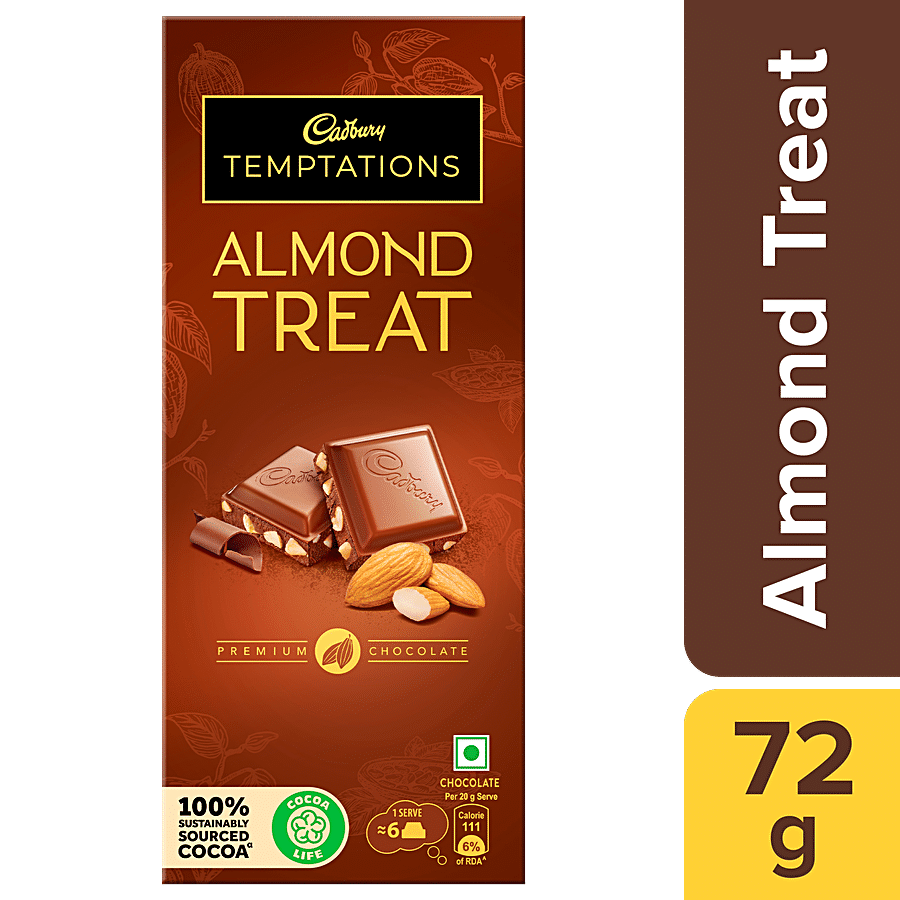 Cadbury Temptations Almond Treat Premium Chocolate Bar, 72 G
