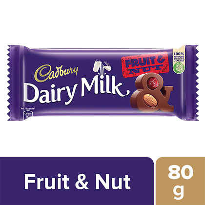 Cadbury Dairy Milk Fruit & Nut Chocolate Bar, 80 G