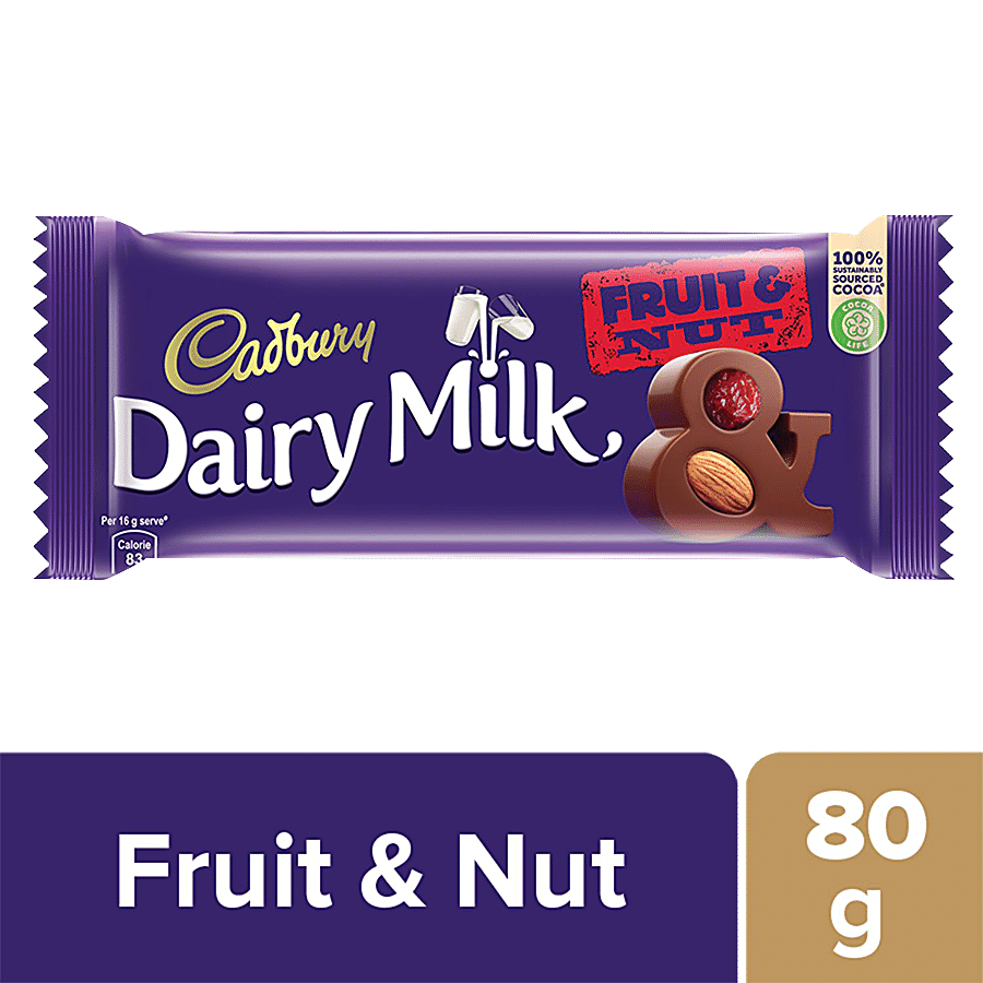 Cadbury Dairy Milk Fruit & Nut Chocolate Bar, 80 G