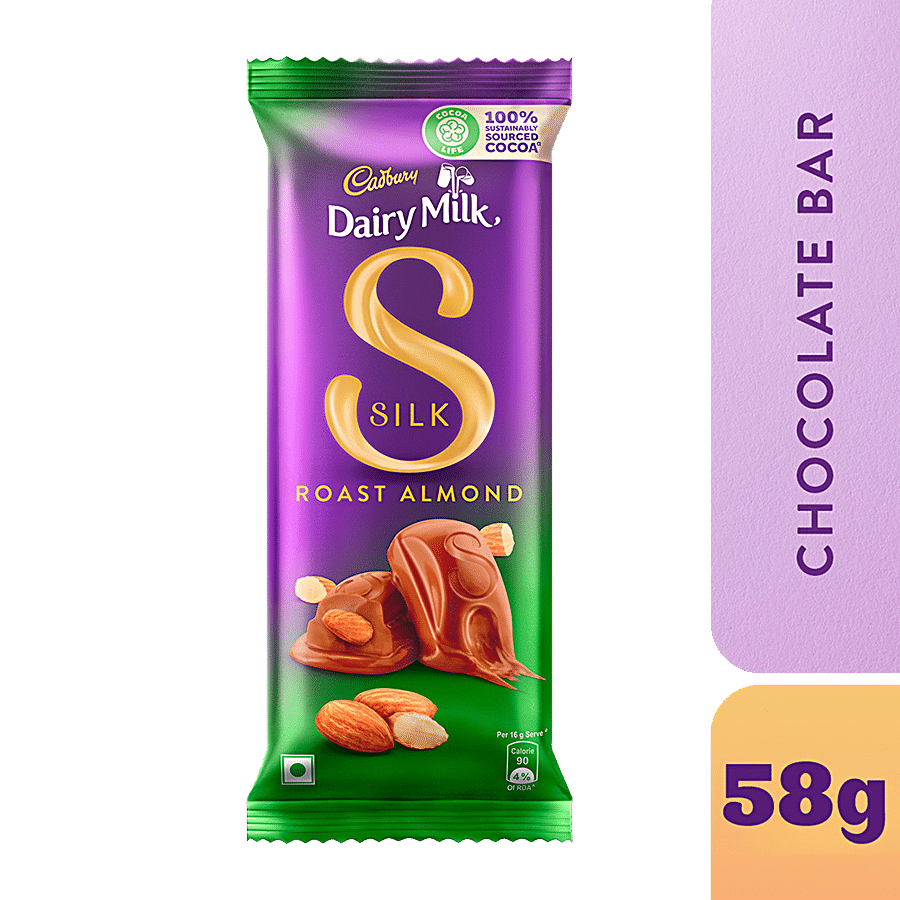 Cadbury Dairy Milk Silk Chocolate Bar, Roast Almond, 58 G