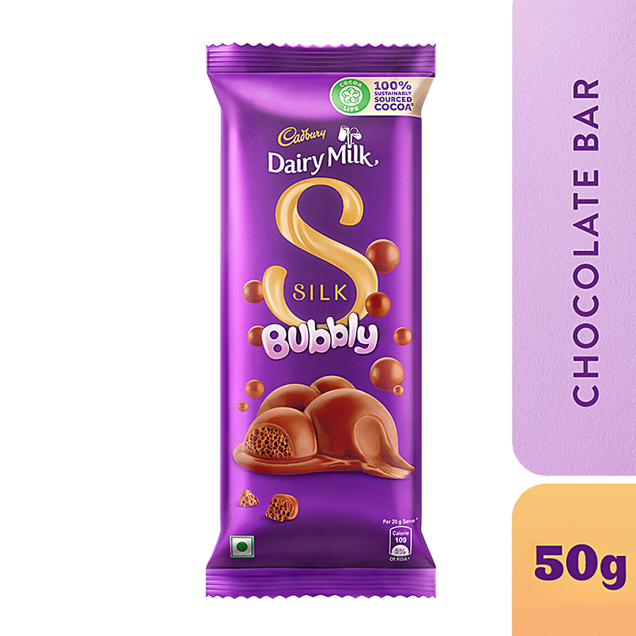 Cadbury Dairy Milk Silk Bubbly Chocolate Bar, 50 Gm