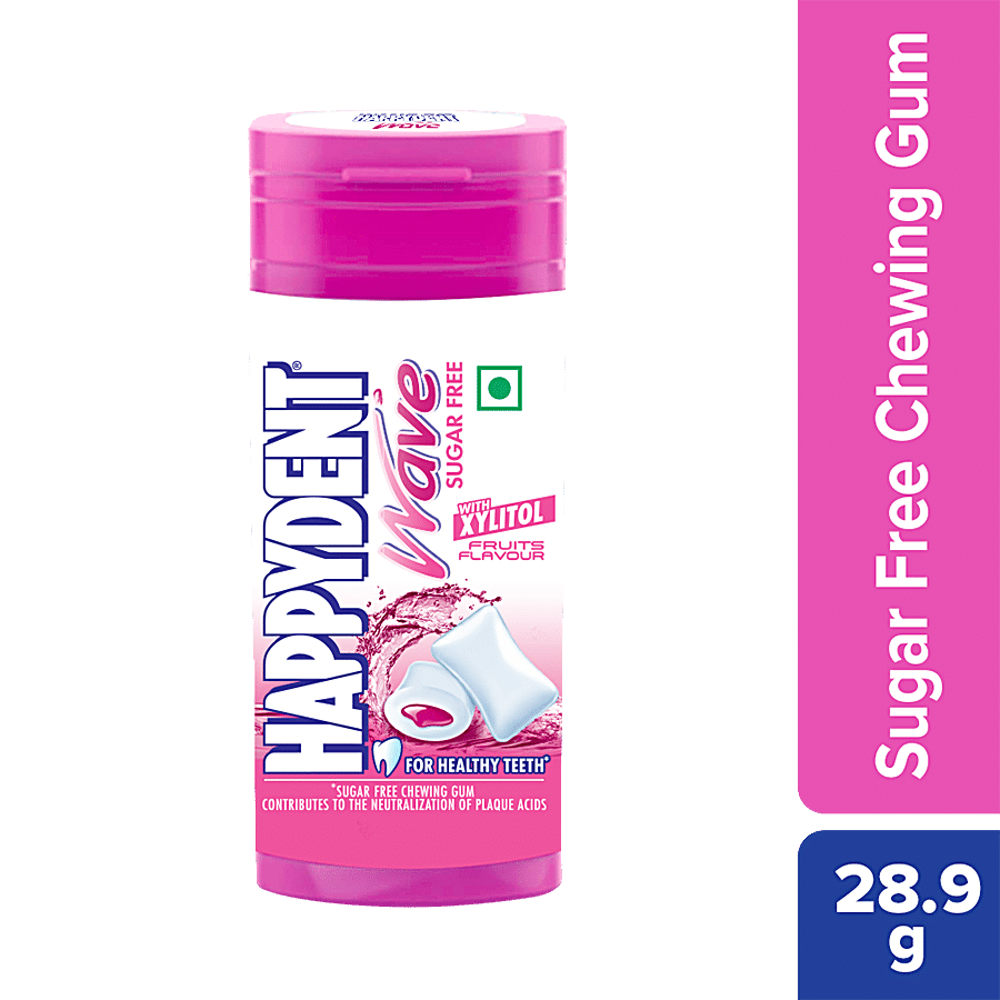 Happydent Wave Chewing Gum, Fruit Flavour, With Xylitol, Sugar Free, 28.9 G