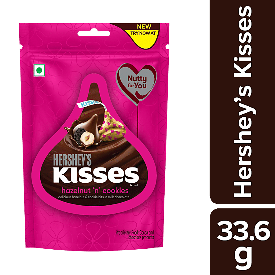 Hershey's Kisses Hazelnut N Cookies, Milk Chocolate, Rich & Delicious, 33.6 G