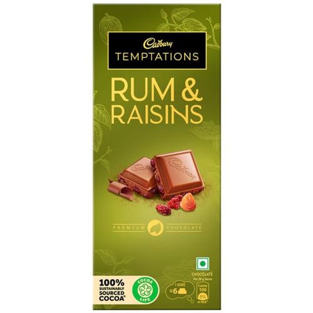 Cadbury Temptations Chocolate, Rum & Raisin, 72 G