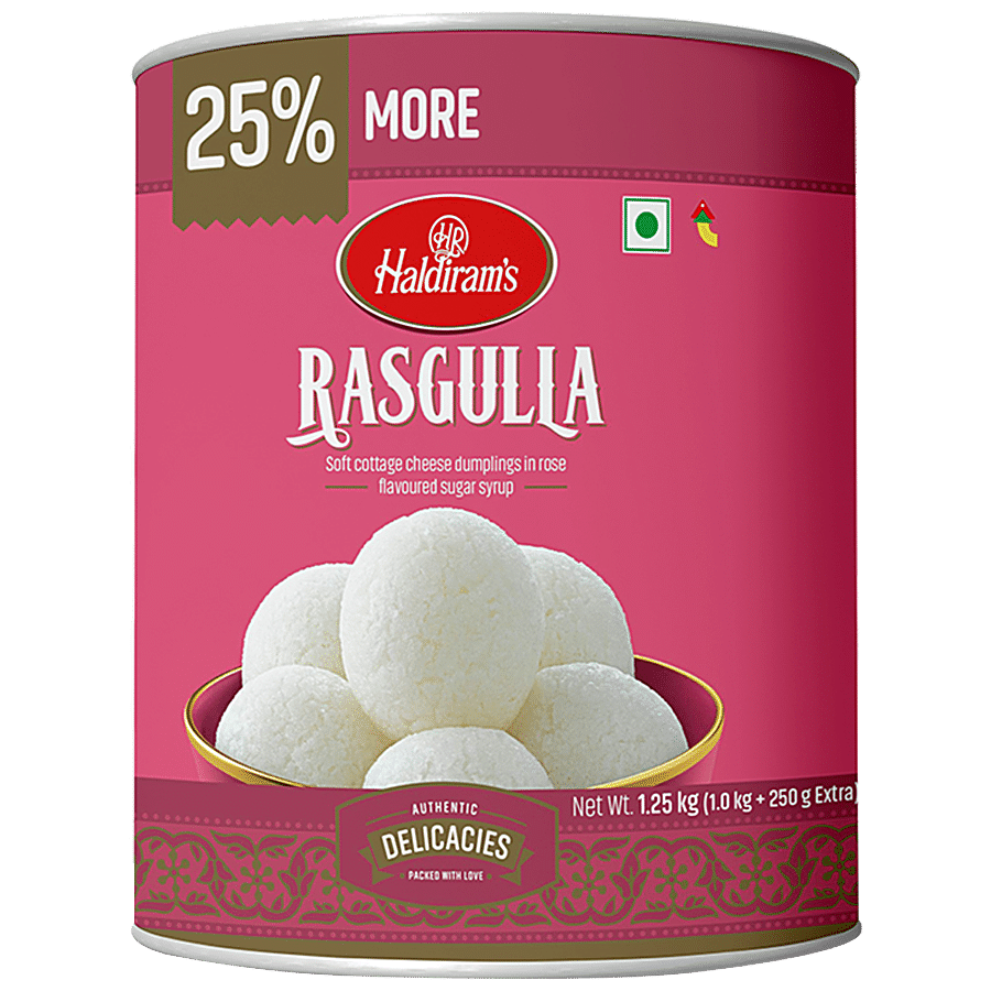 Haldiram's Sweets, Rasgulla, Bengali, Soft & Songy, 1.25 Kg Carton