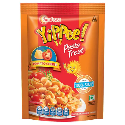 Sunfeast Yippee! Vegetarian Pasta Treat, Cheesy And Soft Suji, Rawa Pasta, Tomato Cheese, 65 Grams Pack Sunfeast Yippee! Vegetarian Pasta Treat, Cheesy And Soft Suji, Rawa Pasta, Tomato Cheese, 65 Grams Pack