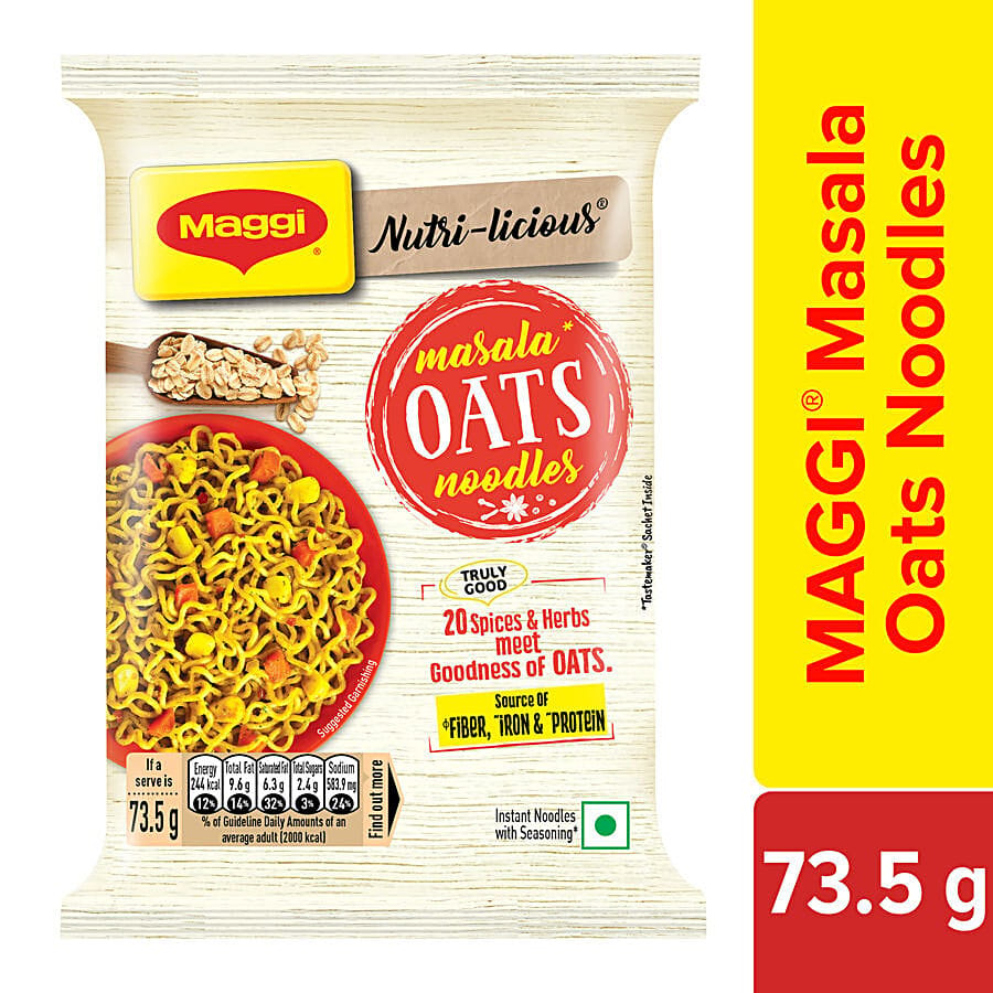 Maggi Noodles, Nutri, Licious Masala Oats, 73.5 G Pouch