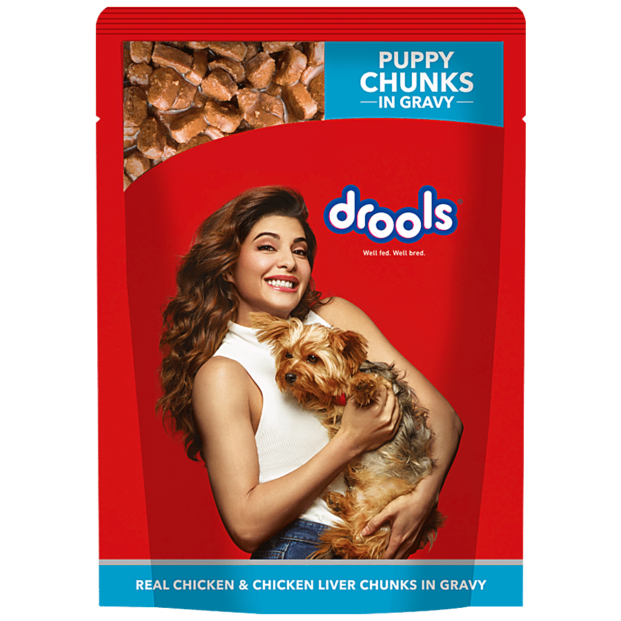 Drools Puppy Wet Dog Food, Real Chicken & Chicken Liver Chunks In Gravy, 150 G