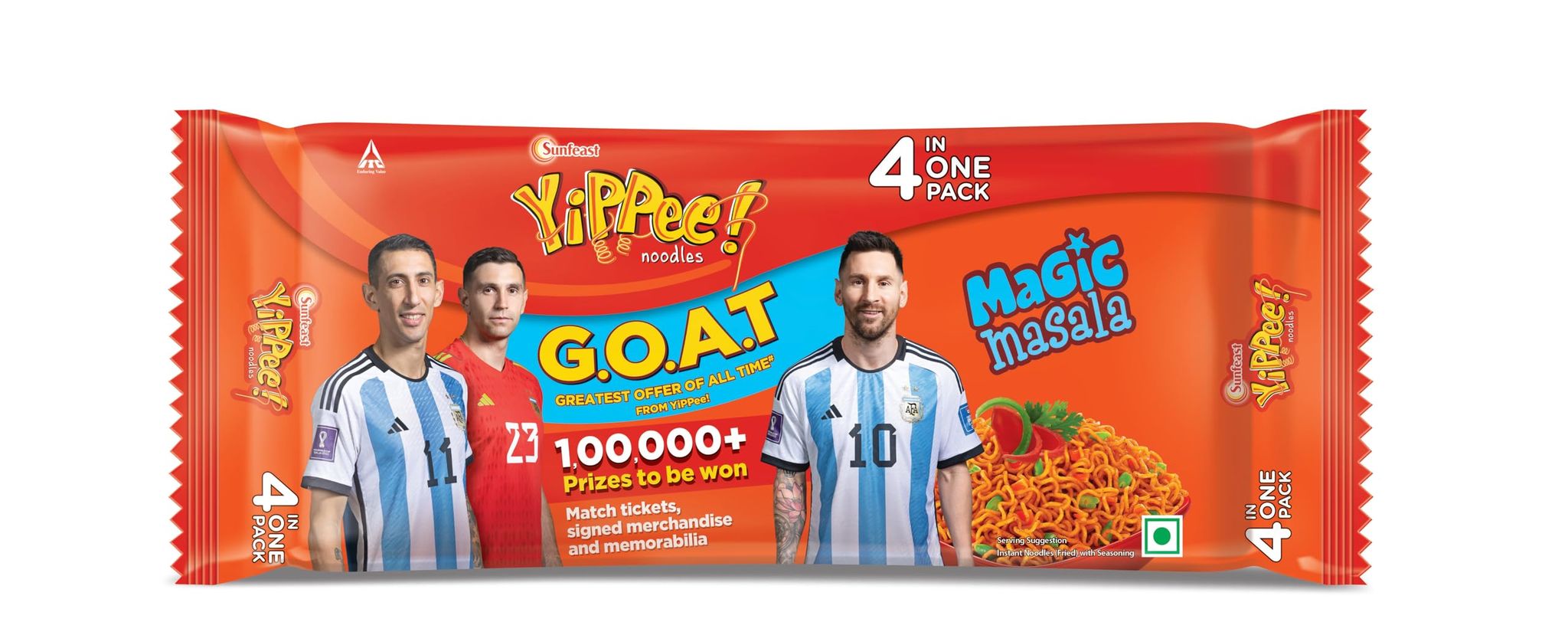 Pride Of India Sunfeast Yippee! Noodles Magic Masala, Instant Noodles With Real Vegetables, 240G/280G (Weight May Vary)
