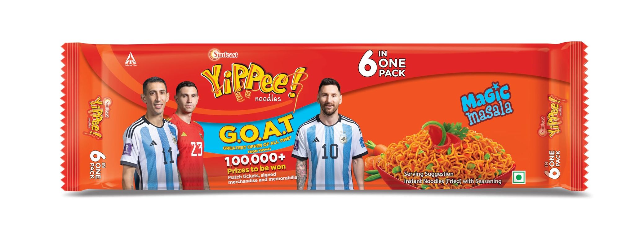 Sunfeast Yippee! Noodles Magic Masala, Instant Noodles With Real Vegetables, 360G/420 Grams