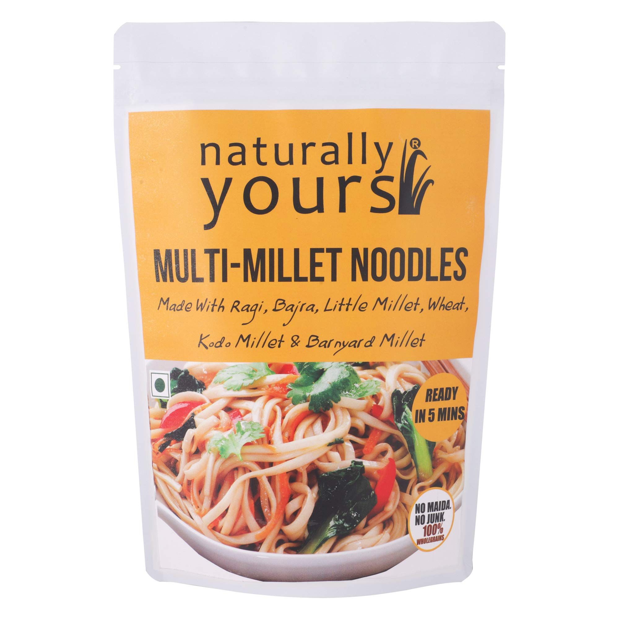 Naturally Yours, Multi, Millet Noodles, Includes Tastemaker, No Maida, Preservative Free, Non, Fried, Vegan, 180G (Pack Of 1)