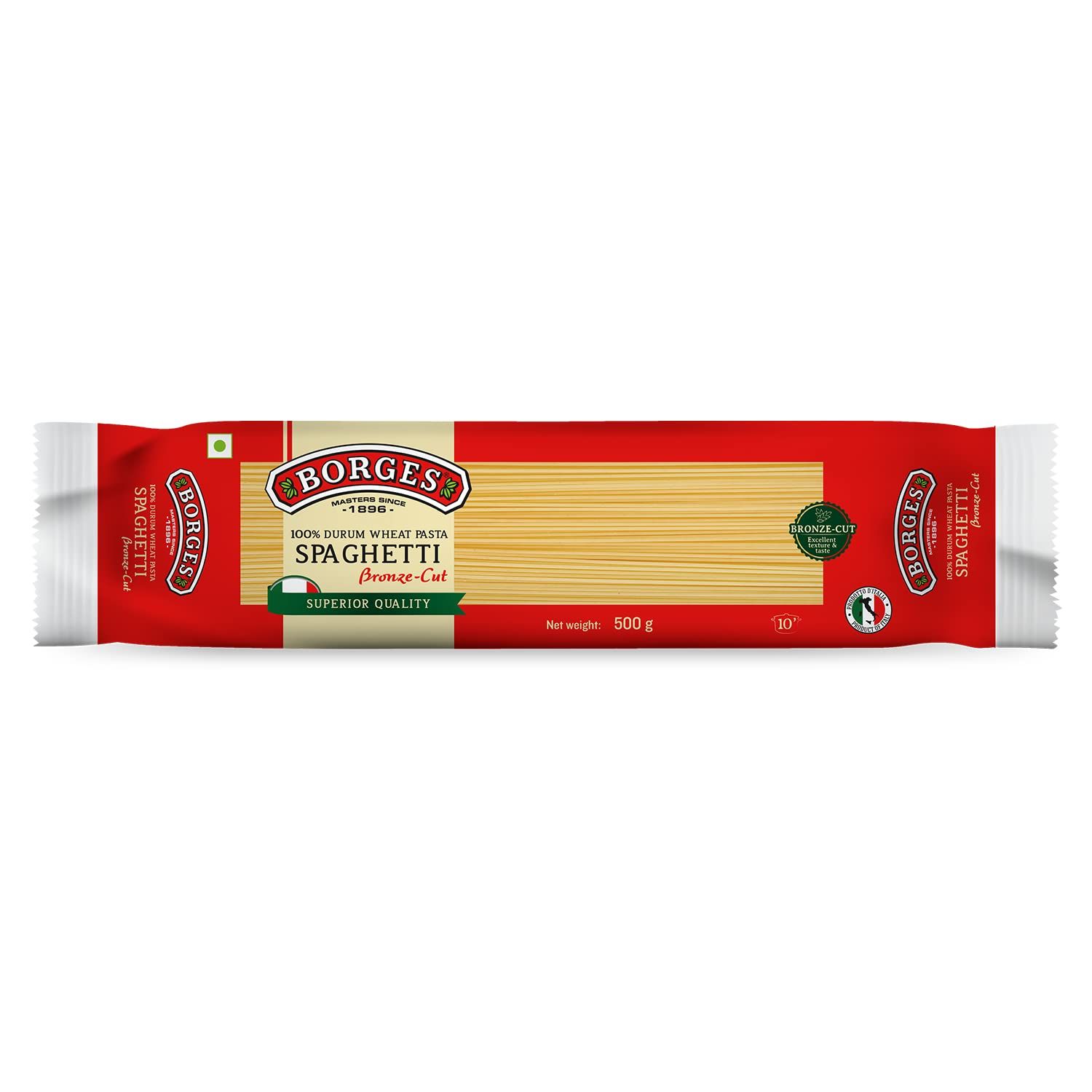 Borges Spaghetti Durum Wheat Pasta, 100% Durum Wheat Semolina, High In Protein & Fiber, Made With Natural Ingredients, Bronze Cut, Cooked In 10, 12 Minutes, 500 Grams