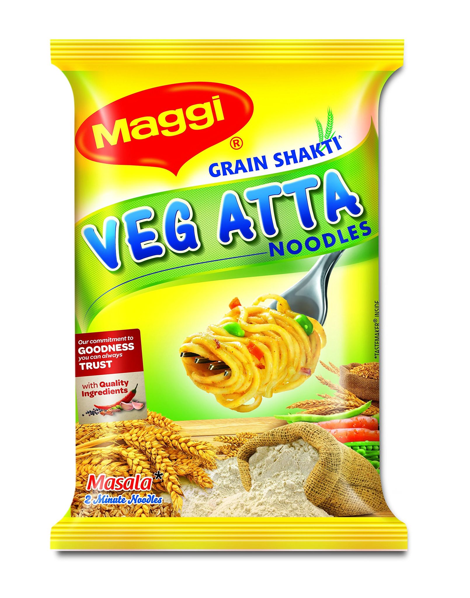 Maggi Vegetarian Atta Noodles, 80 Grams Each (Pack Of 10)