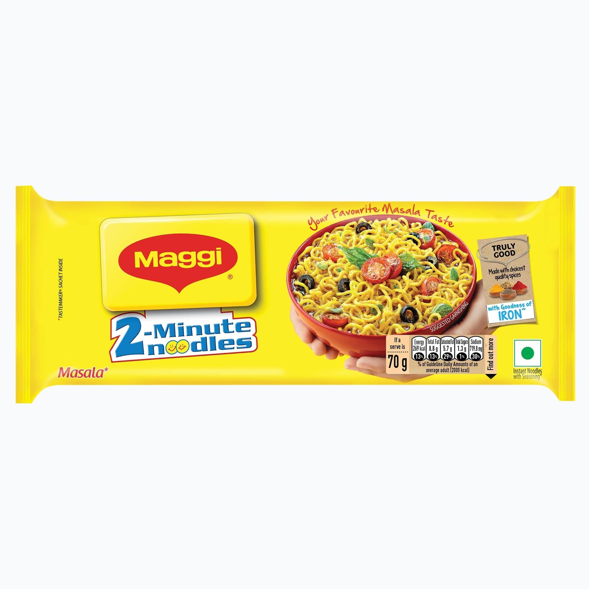 Maggi 2, Minute Instant Noodles, Masala Noodles With Goodness Of Iron, Made With Choicest Quality Spices, Favourite Masala Taste, 280 Grams Pouch
