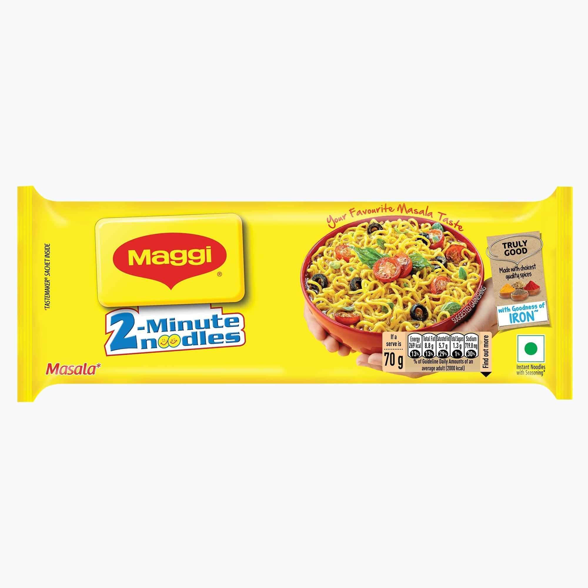 Maggi 2, Minute Instant Noodles, Masala Noodles With Goodness Of Iron, Made With Choicest Quality Spices, Favourite Masala Taste, 420G Pouch