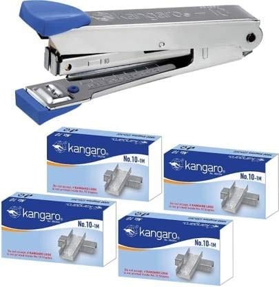 Kangaro No 10 Stapler With 4 Packets Stapler Pins, Standard Stapler, Full, Strip, 20 Sheet Capacity, Includes Staples