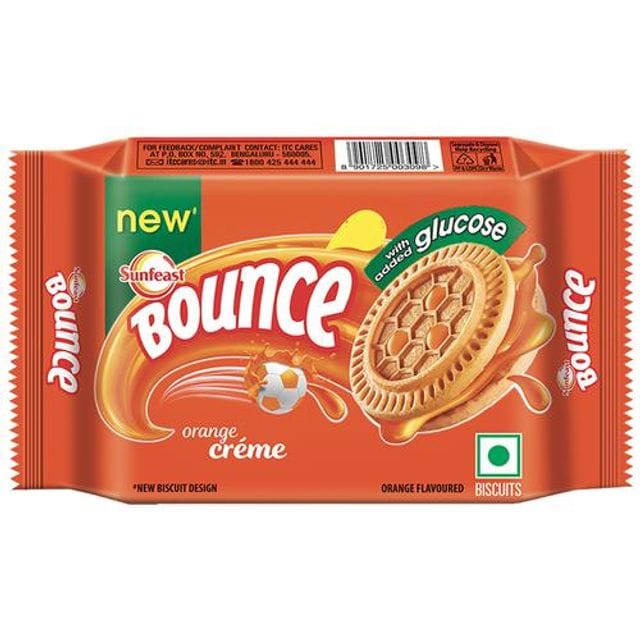 Sunfeast Bounce Creme Biscuits, Orange, 58 G Pouch