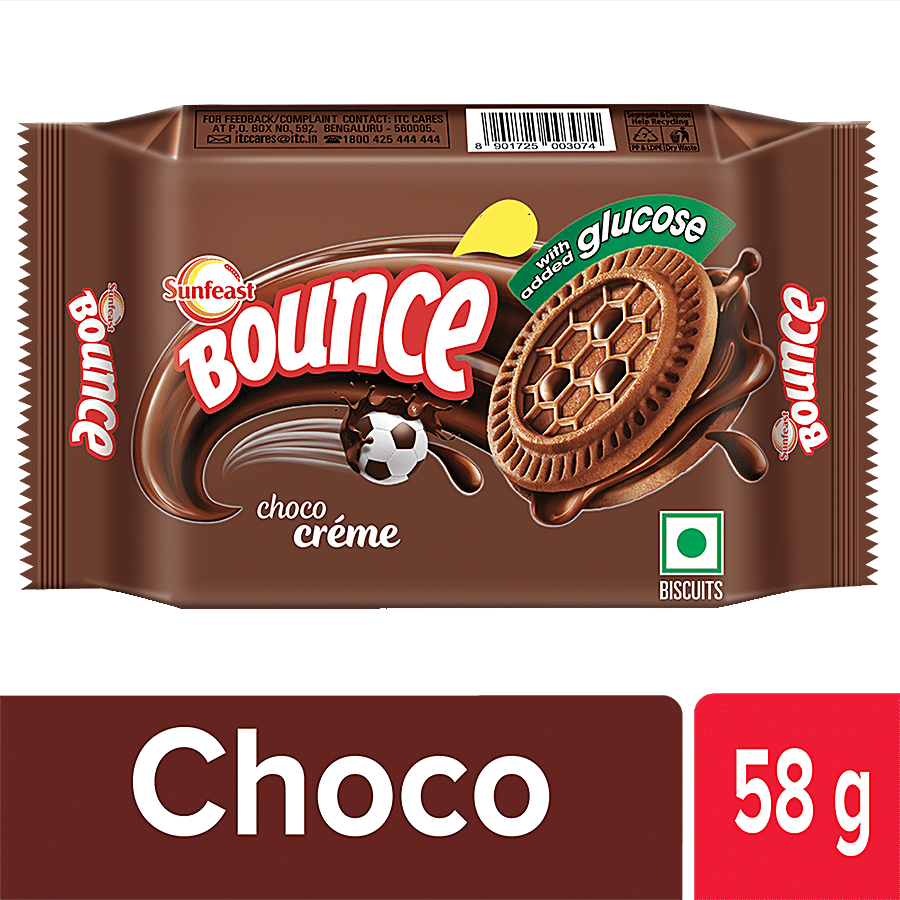 Sunfeast Bounce Creme Biscuits, Choco, 58 G
