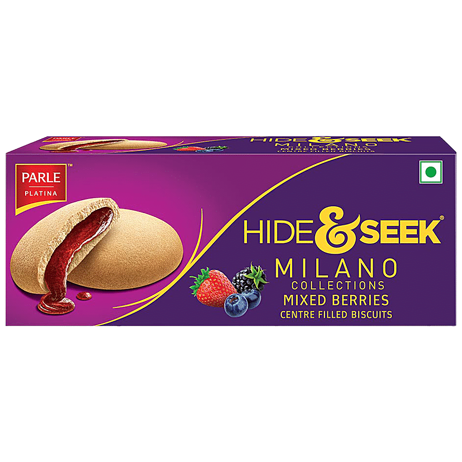 Parle Hide & Seek, Milano Centre Filled Mixed Berries Biscuits, Rich Taste, 75 G