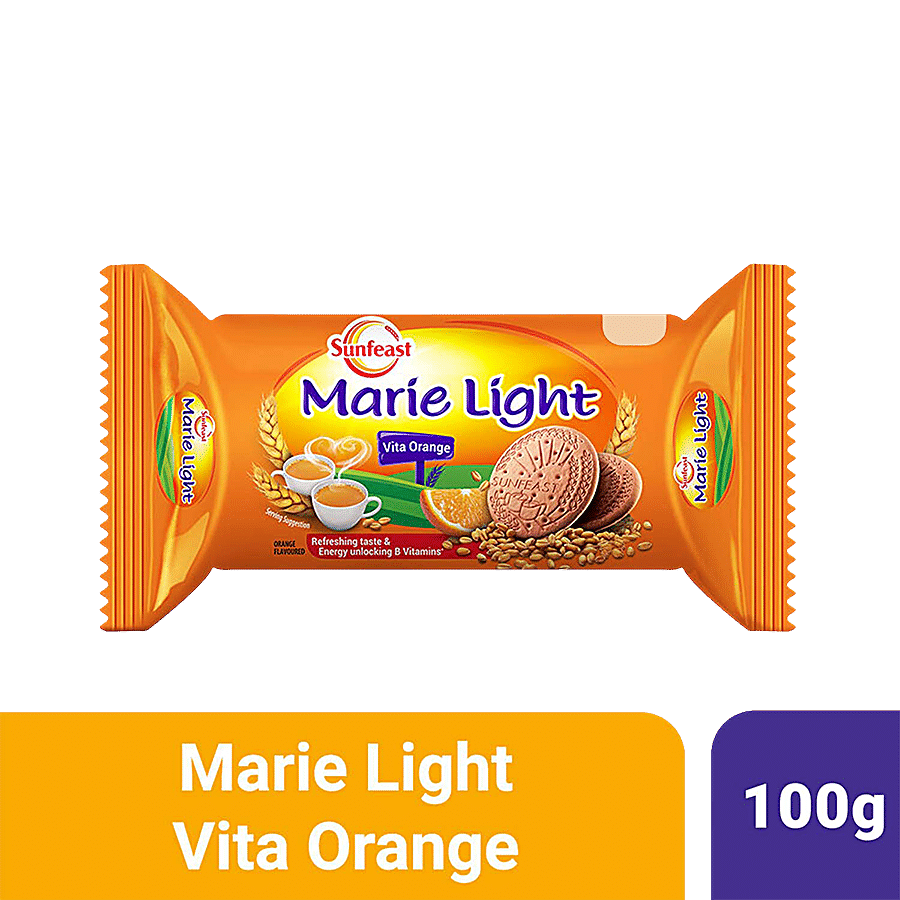 Sunfeast Marie Light Vita Orange Biscuits, Tea Time Partner, 100 G Pouch