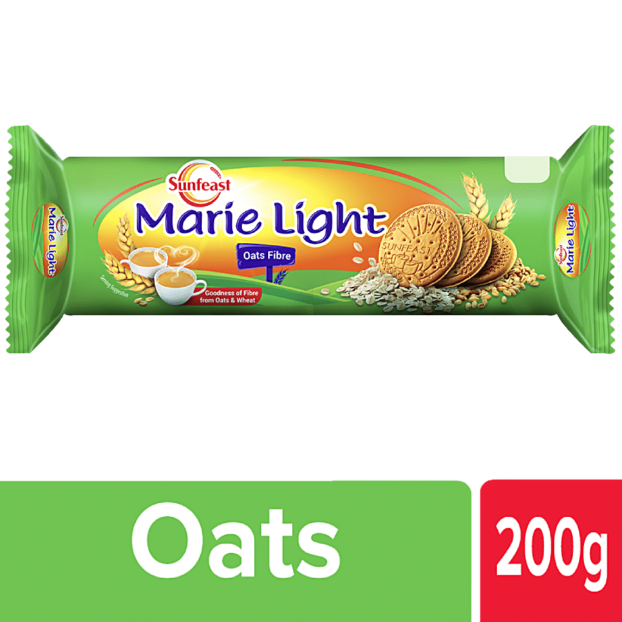 Sunfeast Marie Light Biscuits, With Oats & Wheat Fibre, Tea Time Partner, 200 G
