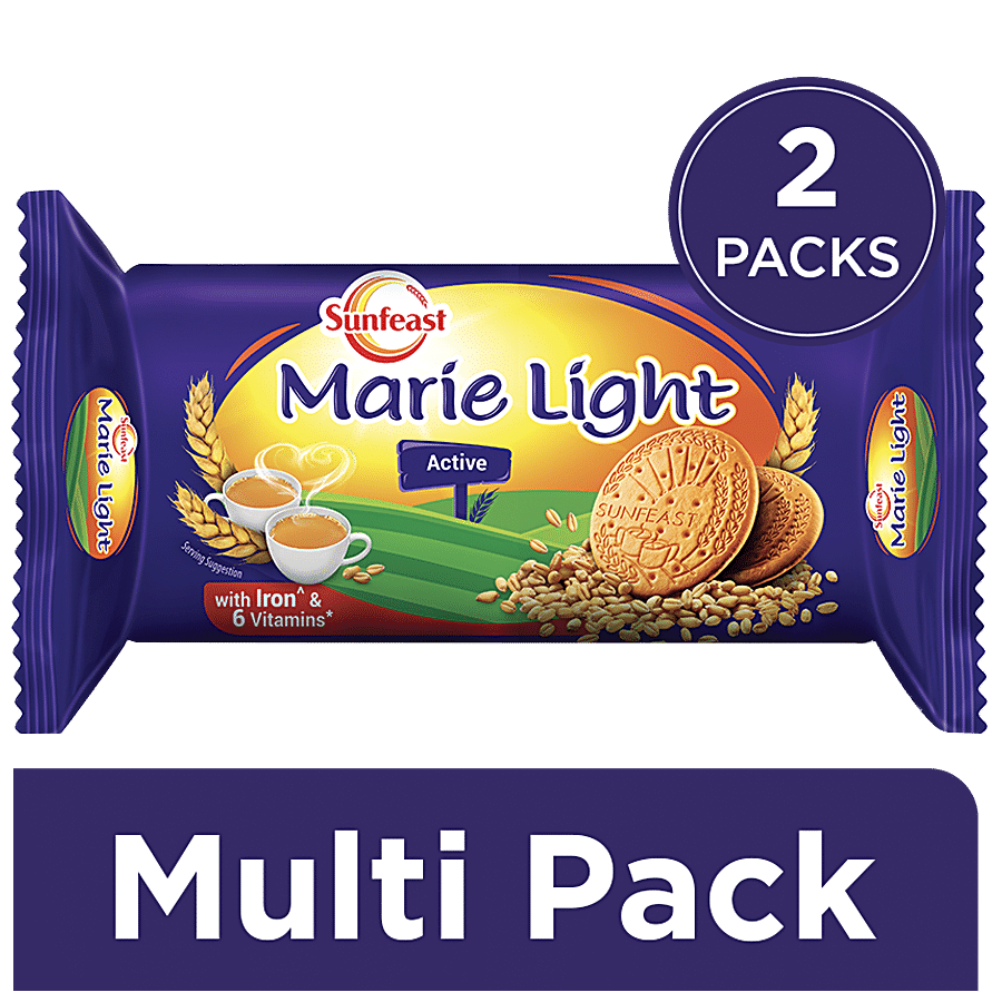 Sunfeast Marie Light Active Biscuits, 2X186 G Multipack