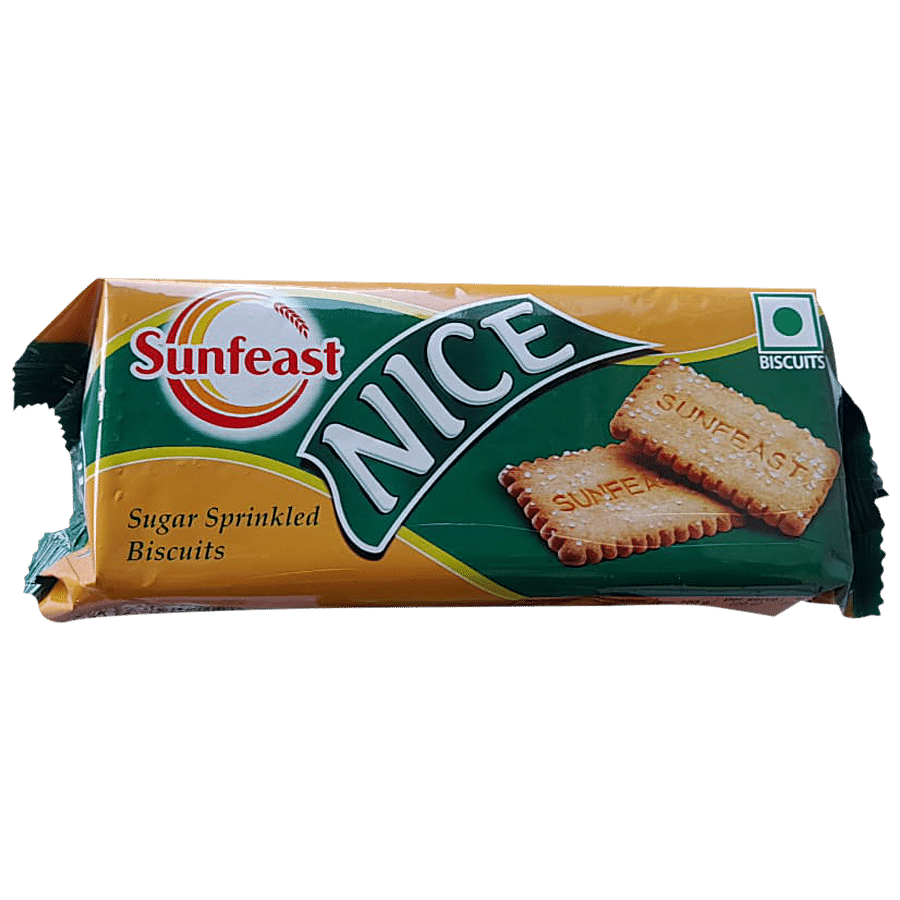 Sunfeast Nice, Sugar Sprinkled Biscuits, 142.8 G Pouch