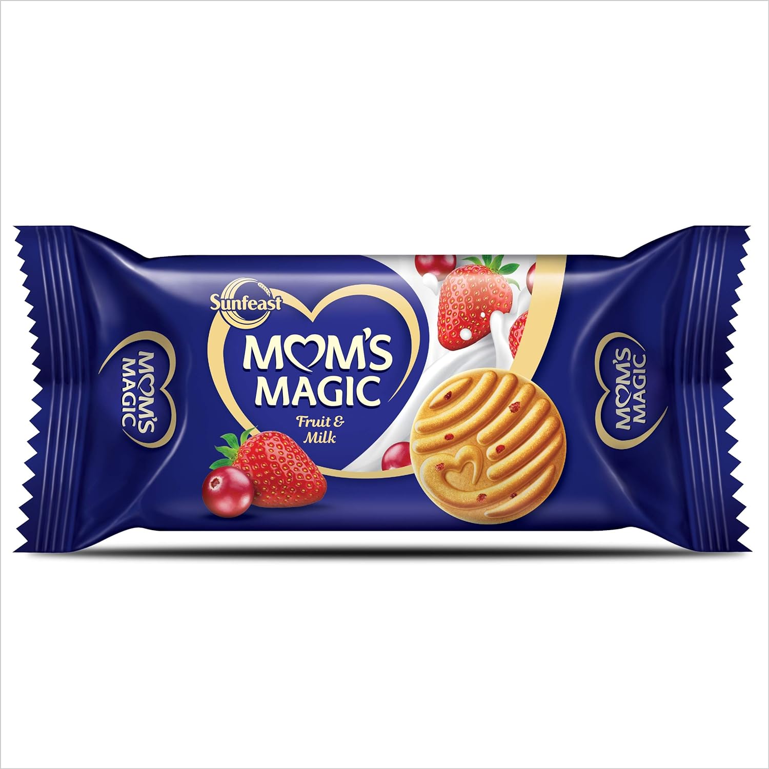 Sunfeast Mom's Magic Fruit And Milk Cookies, Cranberry And Strawberry, Milk Biscuits, Mom's Favourite Baked Cookies, 58G