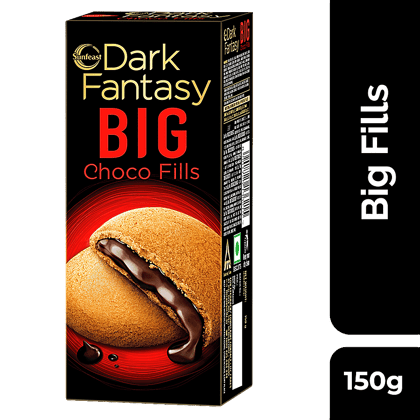 Sunfeast Dark Fantasy, Big Choco Fills, Original Filled Cookies With Choco Creme, 150 G Carton