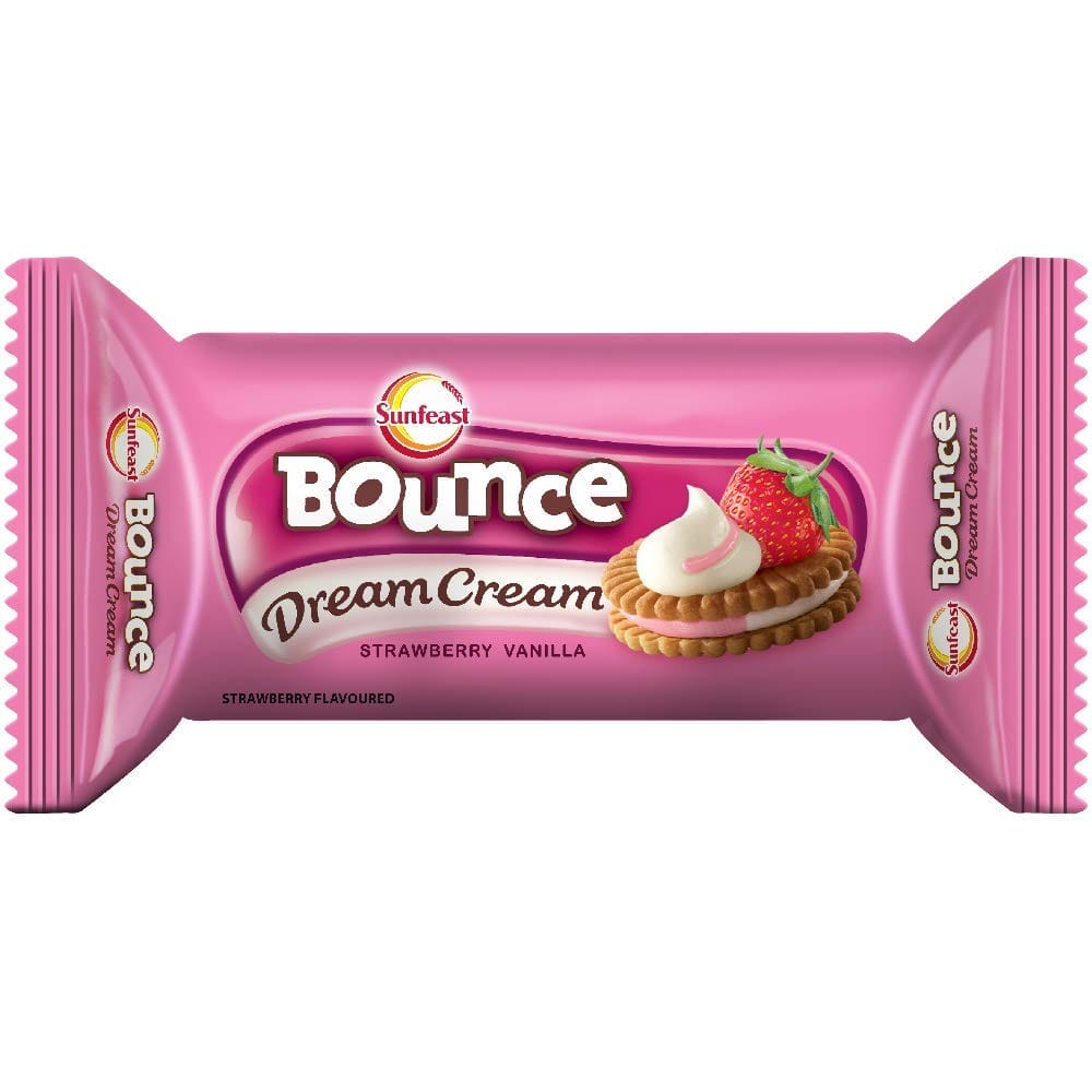 Sunfeast Bounce Dream Cream Strawberry Vanilla, 60 G (Pack of 12)