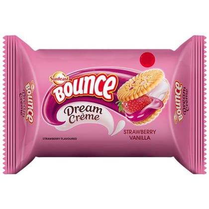 Sunfeast Bounce Dream Cream Biscuits, Strawberry Vanilla, 102 G Pouch