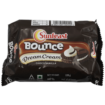Sunfeast Bounce Dream Cream Biscuits, Choco Vanilla, 120 G Pouch