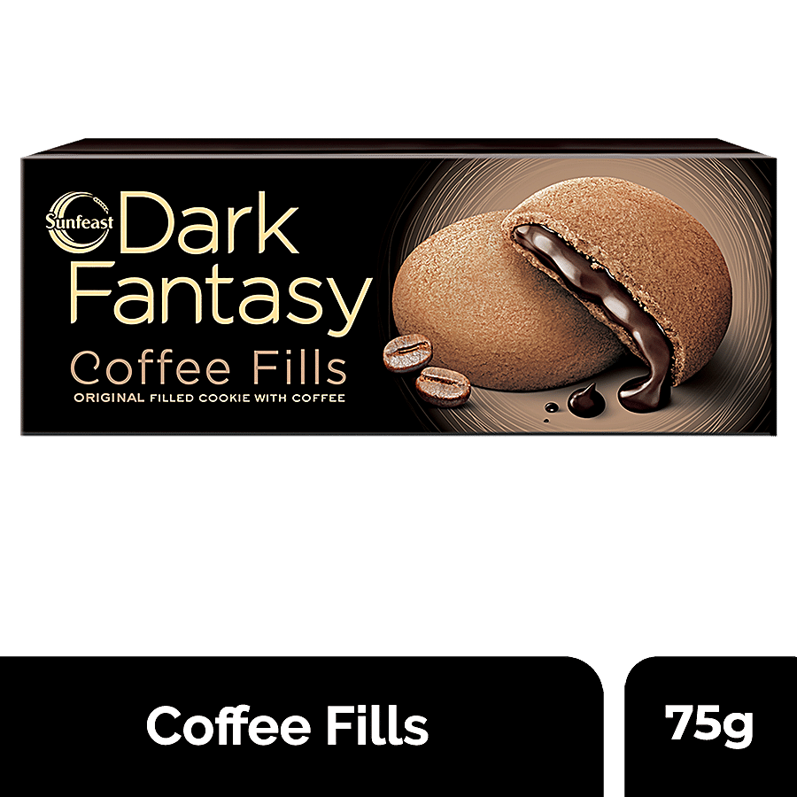 Sunfeast Dark Fantasy, Coffee Fills, Original Filled Cookies With Coffee, 75 G