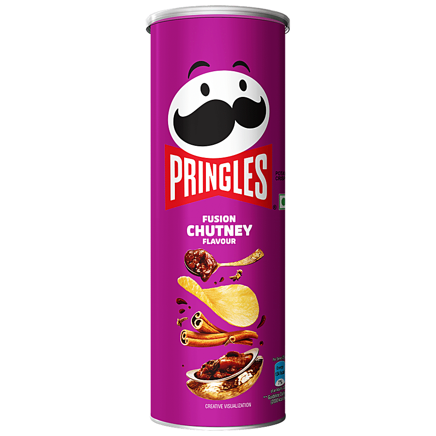 Pringles Potato Chips, Fusion Chutney Flavoured, Crunchy, Crispy, 102 G Can