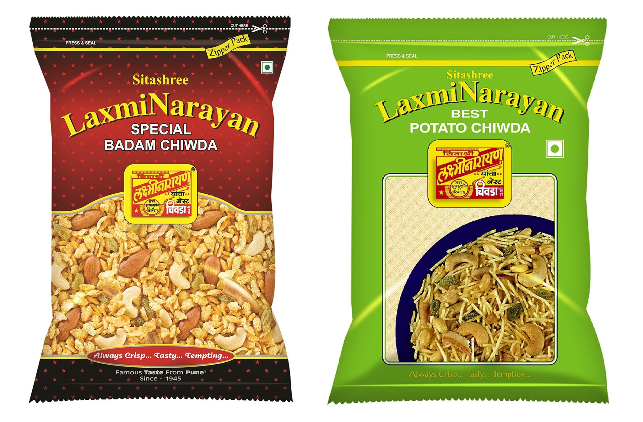 Sitashree Laxminarayan Chiwda, Pack Of 2 (1 Badam Chiwda, 500G + 1 Potato, 500G)