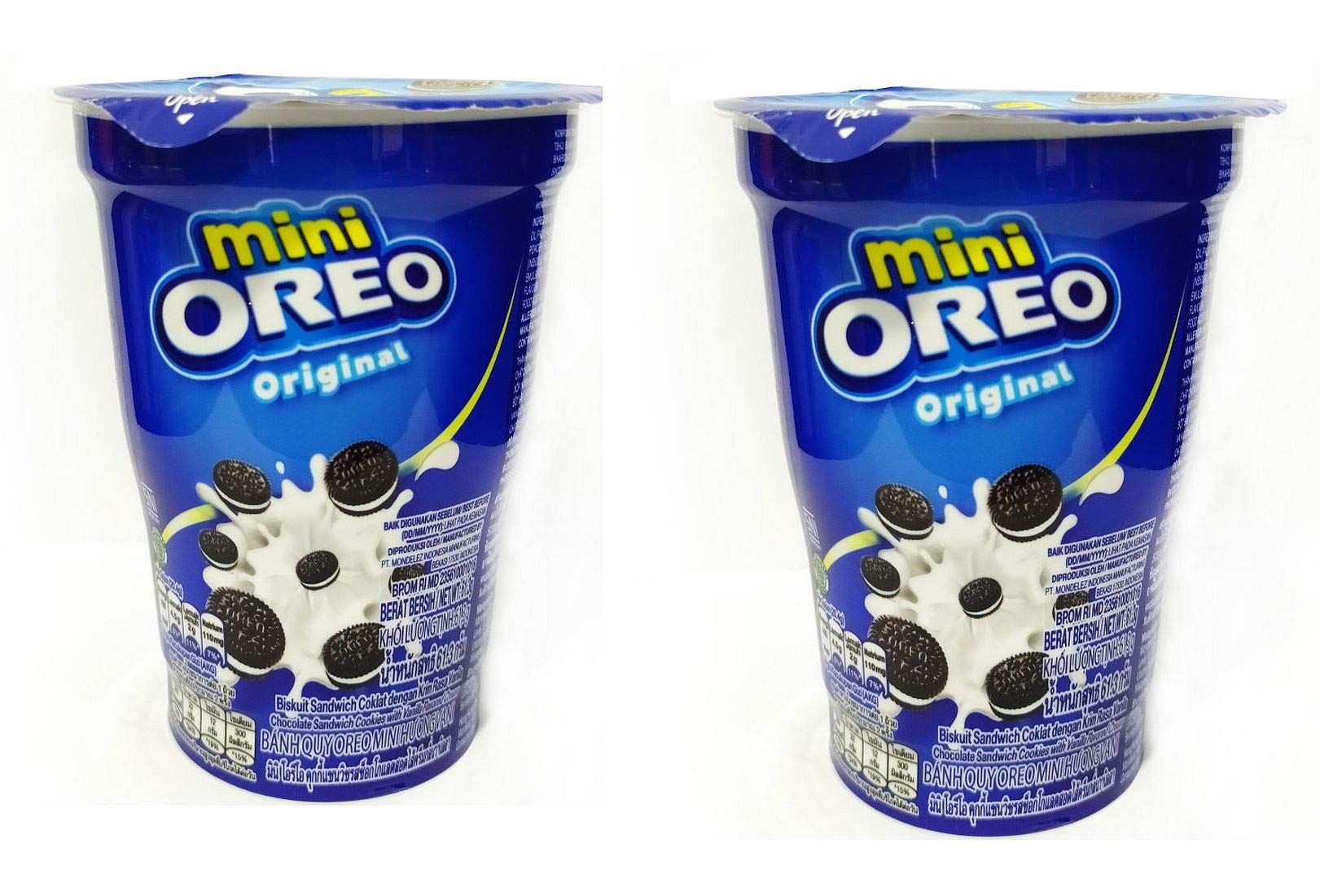Oreo Mini Cream Biscuit, Original Vanilla Flavor, 61.3G Cup (Pack Of 2)