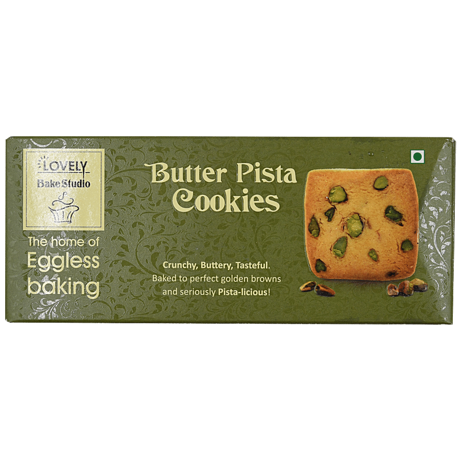 Lovely Bake Studio Butter Pista Cookies, 100% Eggless, 75 G