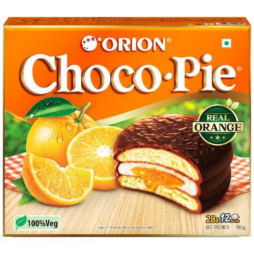 Orion Chocopie, Centre, Filled Biscuit, Orange, 28 G (Pack Of 12)