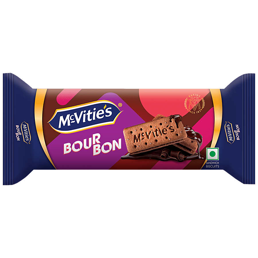 Mcvitie's Bourbon Cream Biscuits With Goodness Of Cocoa, 100 G