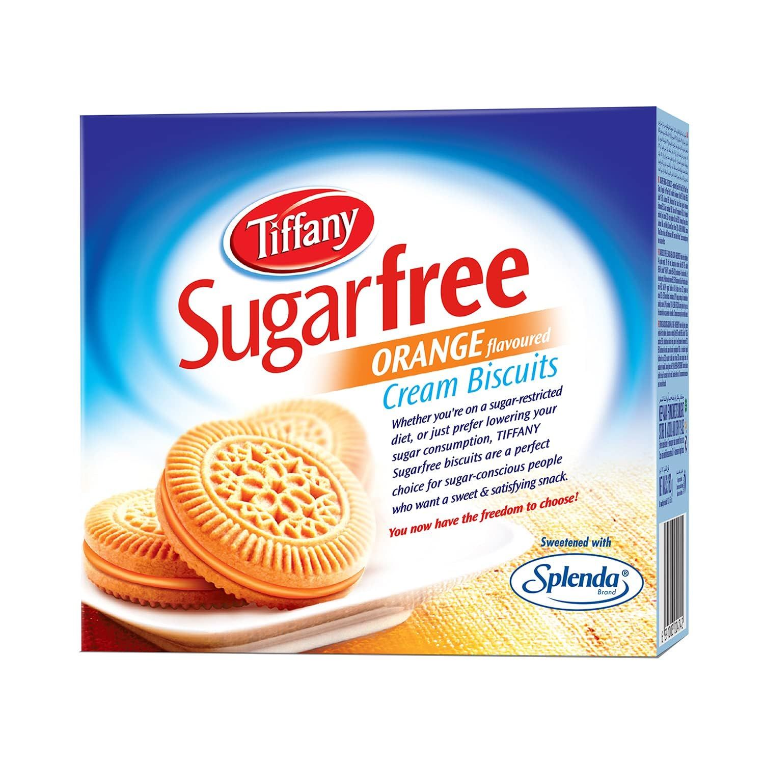 Tiffany Sugar Free Orange Cream Sandwich Biscuits, 162G, Healthy Snacks For Diebetic, Sweetened With Splenda