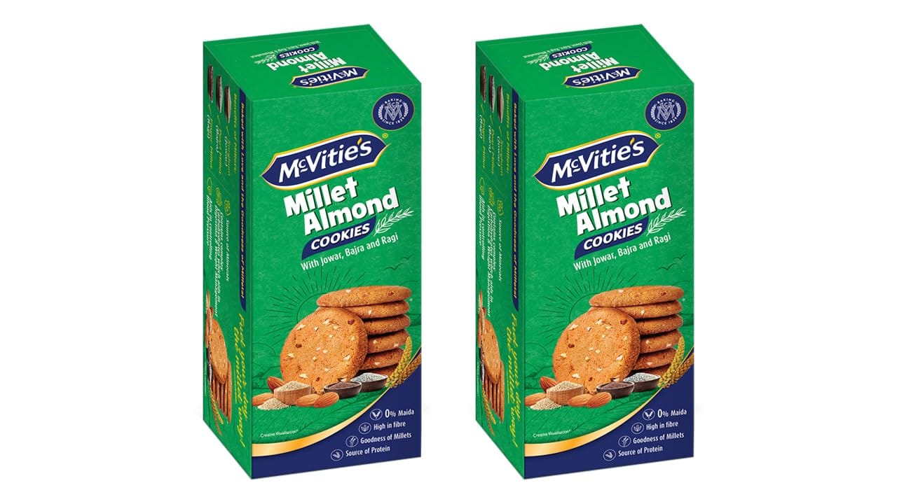 Mcvities Mcvitie's Millet Almond Cookies With Goodness Of Wholewheat, Jowar, Bajra, Ragi And 0% Maida, 36.8G (Pack Of 2)